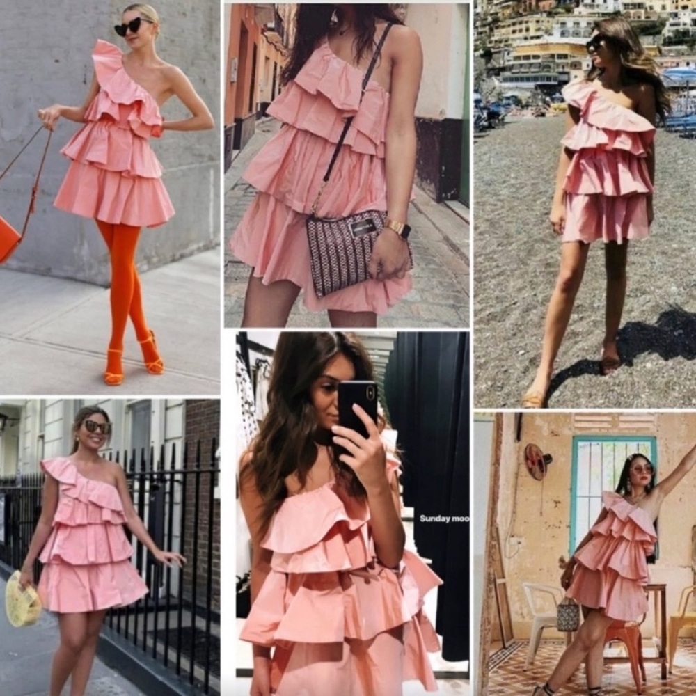 Zara PINK RUFFLE DRESS - Picture 8 of 15